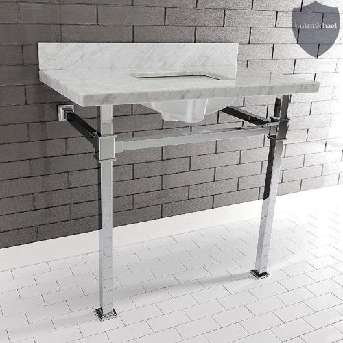 Menggutong Marble White/Polished Chrome Marble Rectangular Console